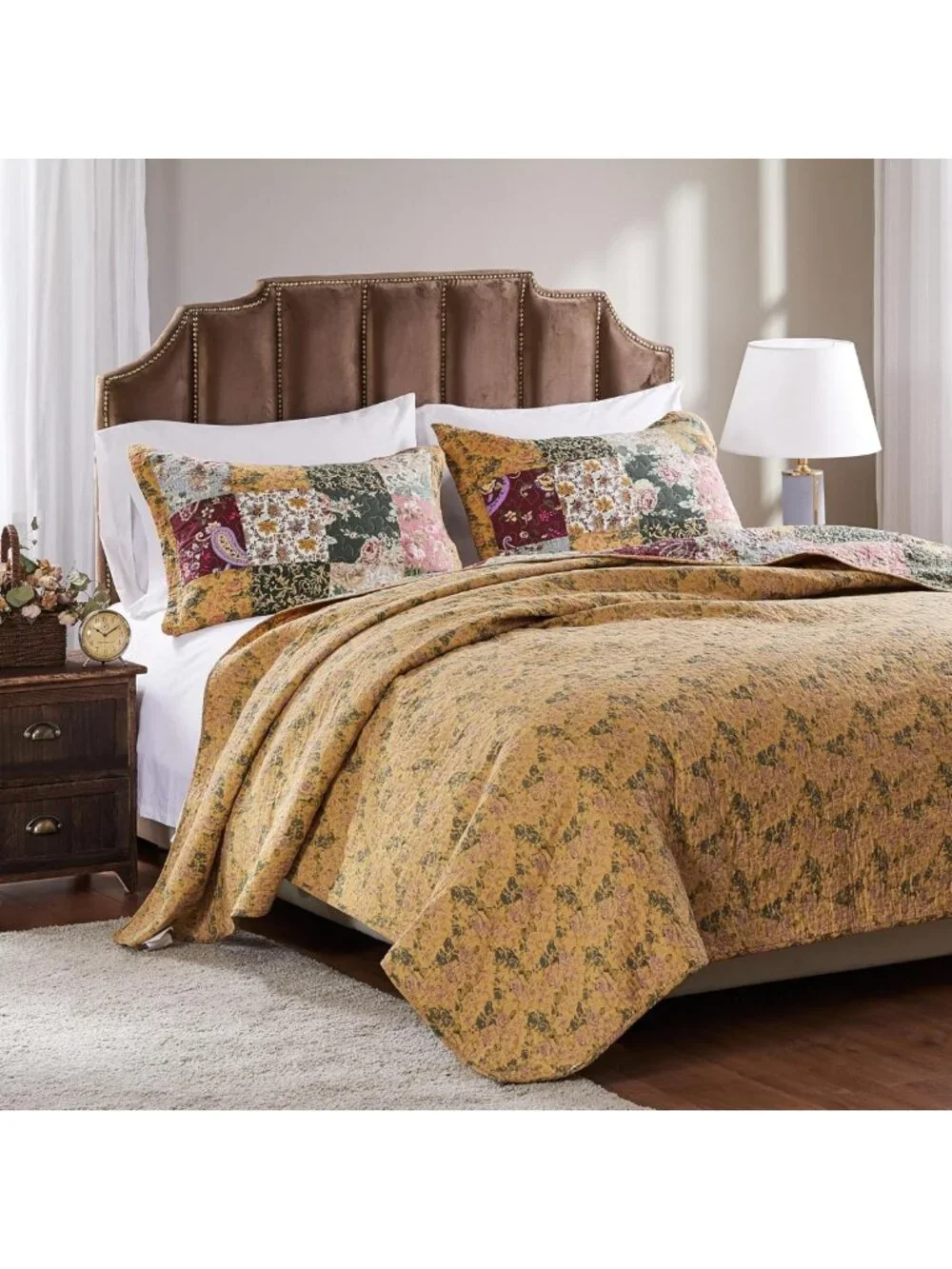 Antique Chic Patchwork Cotton Quilt Set - 3-Piece Multicolor King/Cal King